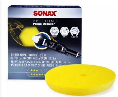 BOINA DE ESPUMA AMARELA COM FURO 165MM SONAX