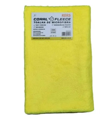 TOALHA DE MICROFIBRA CORAL FLEECE AMARELA SEM BORDA450GSM 40X60CM KERS