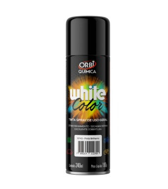 TINTA SPRAY ORBI SPRAY WHITE COLOR  PRETO FOSCO 340ML ORBI QUIMICA